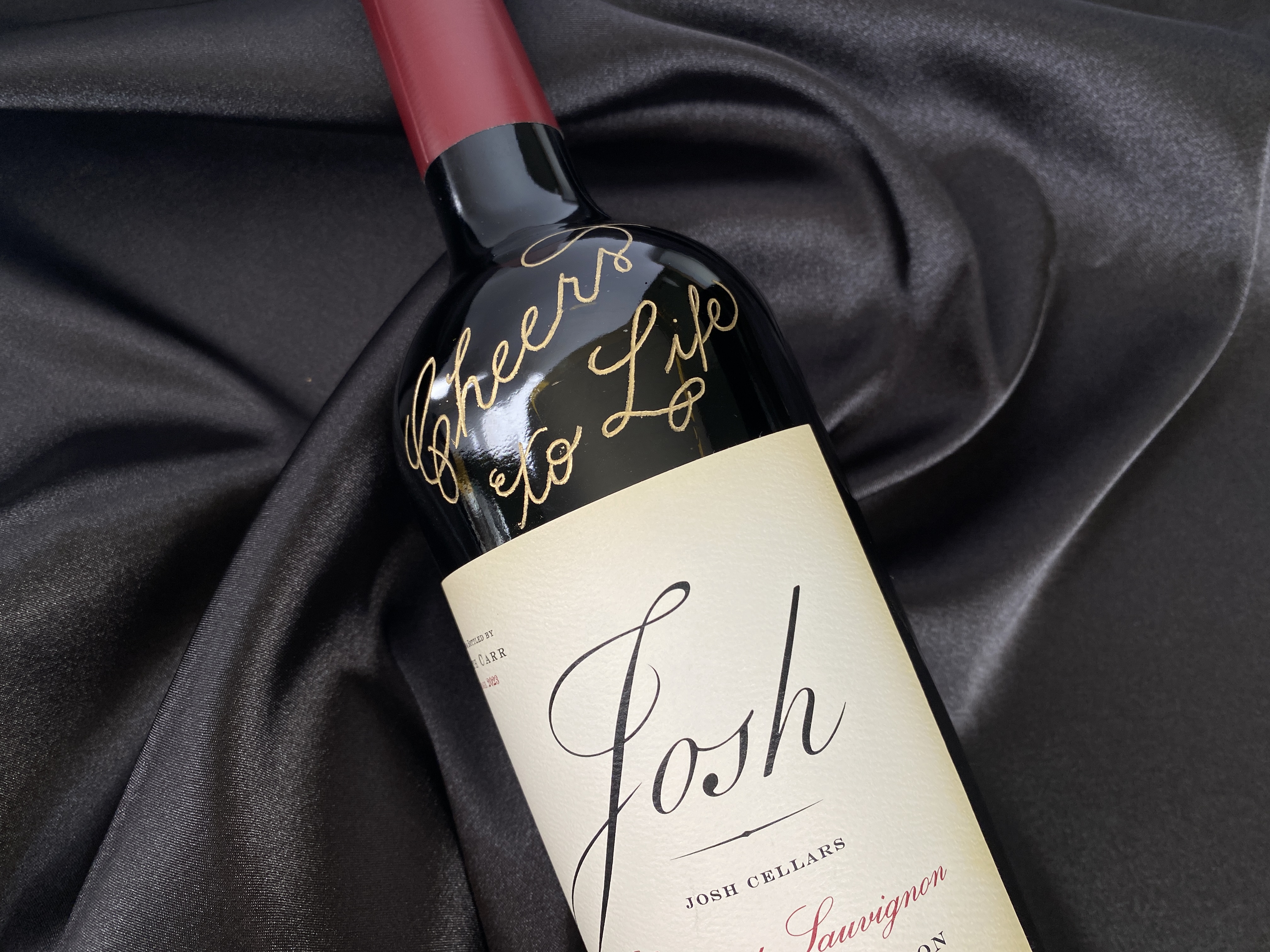 Engraved wine bottle